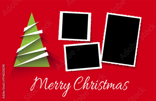 Christmas greeting card with tree and blank frame