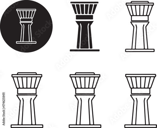 Ancient egyptian capitals design elements black and white on transparent background silhouette