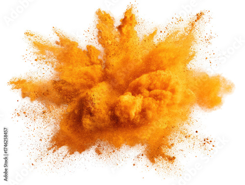 Orange explosion, powder, and foam