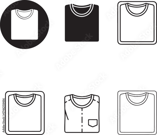 Variety of folded t shirts in different styles on transparent background silhouette
