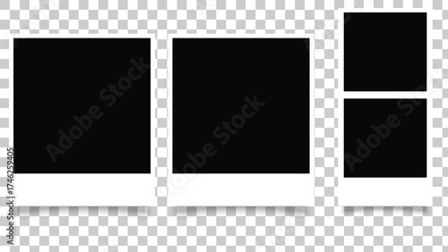 Blank photo booth strip template. Clipart image. isolated on white and black background.