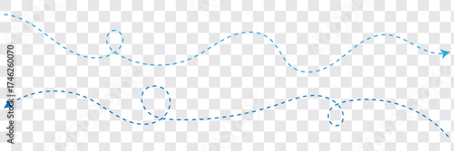 Long squiggle dashed, dotted line arrow vector icon