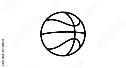 Simple line art basketball graphic iconic sport ball design for athletic themes and game concepts