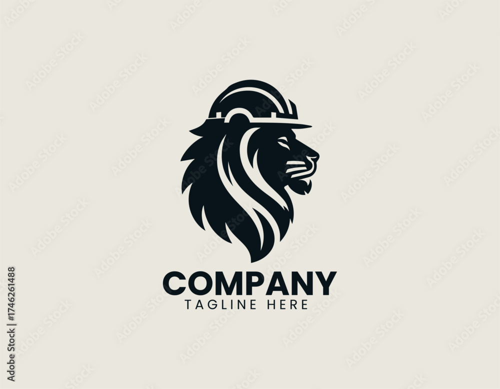 Fototapeta premium Lion Builder vector logo illustration