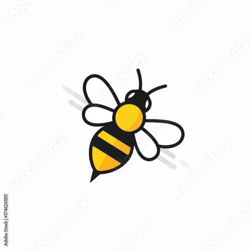 Cute cartoon bee illustration in a simple minimalist style.