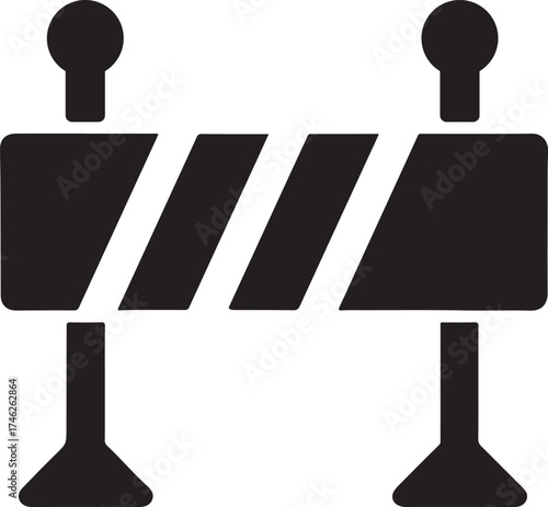 Road Barrier Icon Vector Illustration Construction Safety Symbol Design for Traffic Control Warning Caution Roadwork Security Maintenance and Infrastructure Projects