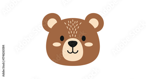 Cute bear face with soft brown fur and playful eyes and ears.