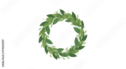 A circular wreath of green leaves forming a simple border.