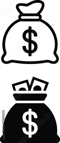 Money bags filled with cash symbolizing wealth income and financial success