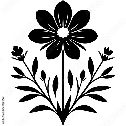 Flower silhouette vector on white back ground