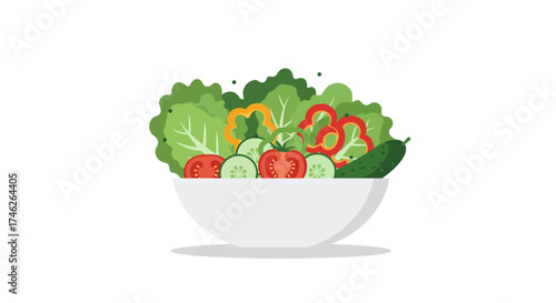 Fresh Colorful Salad Bowl with Vegetables Healthy Eating Concept.