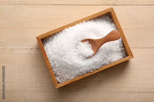 Box with sea salt and spoon...