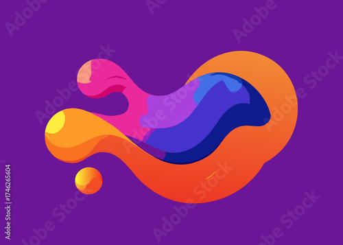 Dynamic 3D Gradient Fluid Shapes Abstract Composition