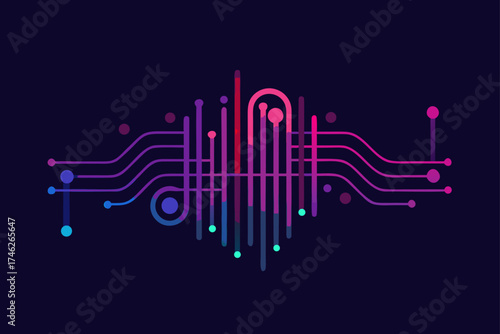 AI Circuit Wave Abstract Technology Gradient Background