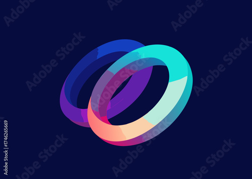 Motion Blur Glowing Rings Abstract 3D Background
