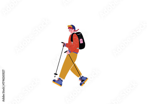 登山を楽しむ女性