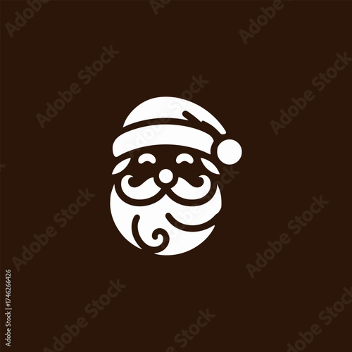 Whimsical Santa Claus Icon in Minimalist Vector Design
