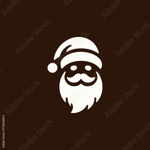 Minimalist Santa Claus Vector Icon on Dark Background
