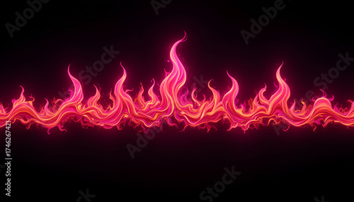 Pink Neon Flame Shape