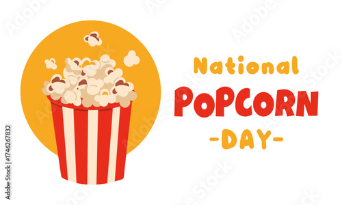 National Popcorn Day. Happy Popcorn Day background. Popcorn Day celebration. January 19. Cartoon Vector illustration design Template for Poster, Banner, Flyer, Greeting, Card, Cover, Post.