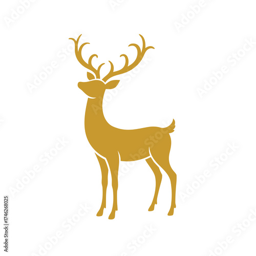 Golden deer figurine isolated on a white background  