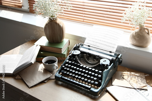 Vintage typewriter and vase...