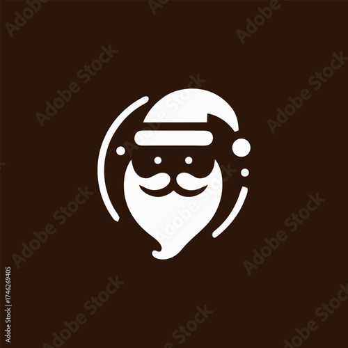 Minimalist Santa Claus Icon with Circular Festive Accents