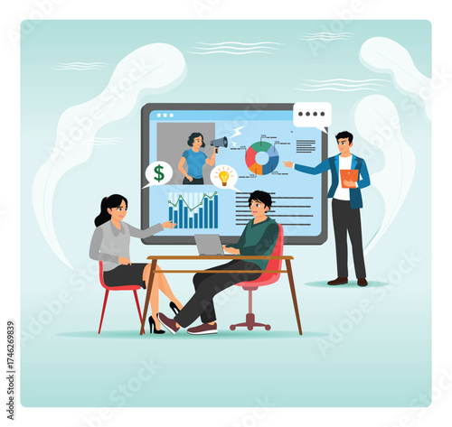 Marketing meetup concept. Team Collaboration meeting In Modern Office.