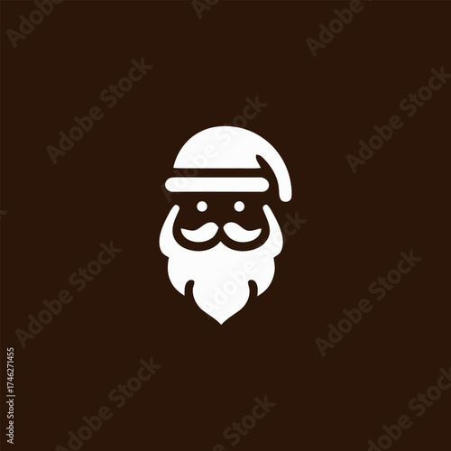 Minimalist Santa Claus Icon in Flat Vector Design