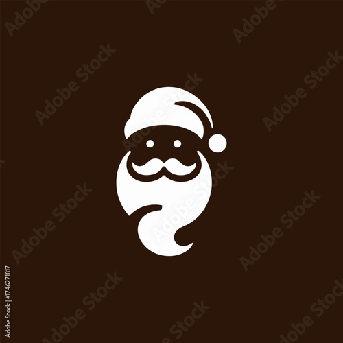 Minimalist Santa Claus Icon with a Brown Background
