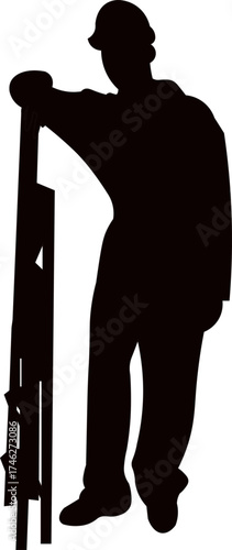 Silhouette of Man Standing Behind Door — Mysterious Shadow Figure Concept Vector Illustration