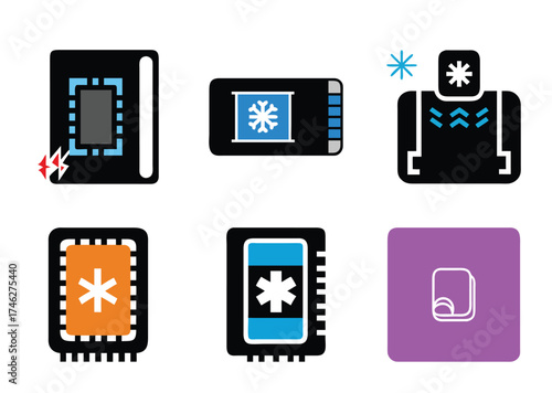 Collection of Icons representing various technological and abstract concepts for use