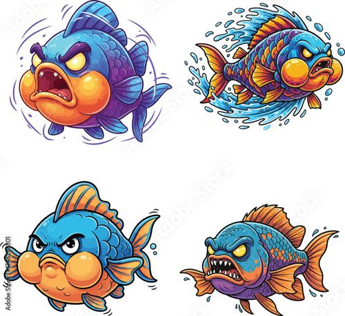 fish cartoon vector silhouette on white background
