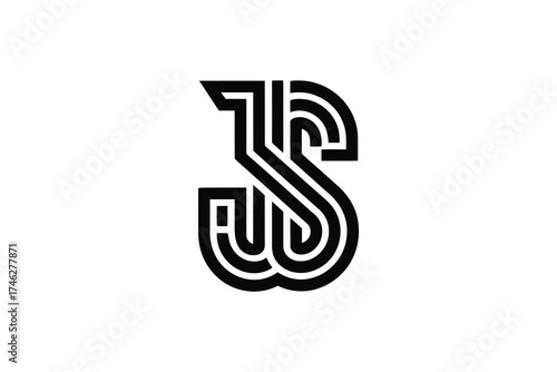 A monogram logo design featuring the letters j and s in a stylized format