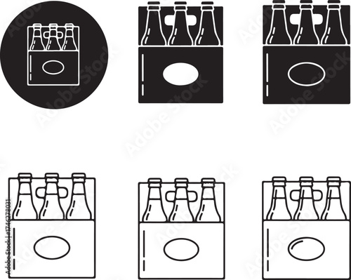 Collection of beer crates in varying arrangements on transparent background silhouette