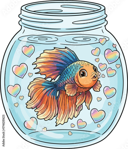 beta fish vector illustration on pure white background