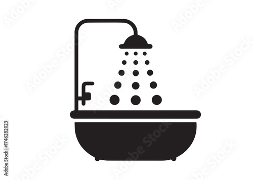Bathroom with Shower Icon, Bathroom with Shower solid vector