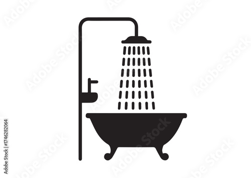Bathroom with Shower Icon, Bathroom with Shower solid vector
