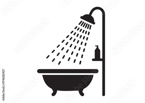 Bathroom with Shower Icon, Bathroom with Shower solid vector