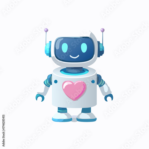 Cute robot with heart for Valentines Day.