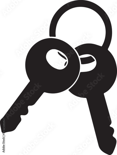 House Key Pair Silhouette Icon for Security and Access Concept