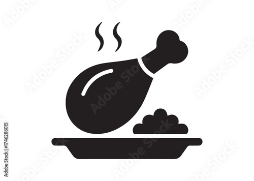 Fried chicken leg icon, Fried chicken leg solid vector