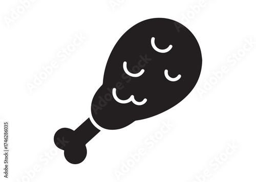 Fried chicken leg icon, Fried chicken leg solid vector
