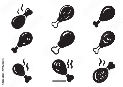 Fried chicken leg icon, Fried chicken leg solid vector