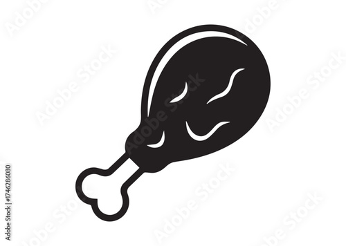 Fried chicken leg icon, Fried chicken leg solid vector