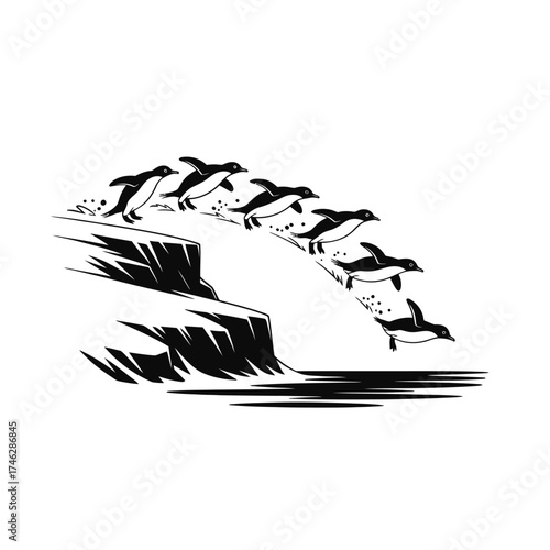 Birds taking flight from a cliff edge over the ocean