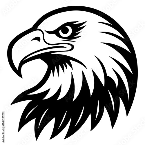 Bald Eagle Icon Vector | Generative AI Linocut Silhouette Design