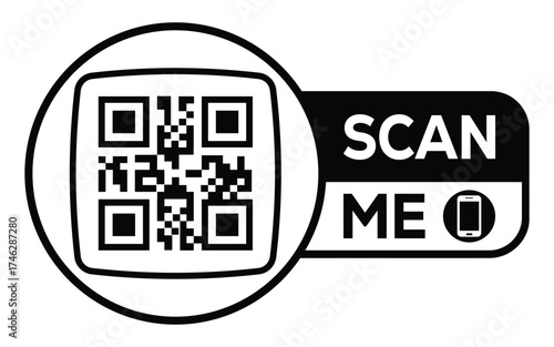 QR code scan icon set. Scan me frame. QR code scan for smartphone. QR code for mobile app, payment and identification. Vector illustration.