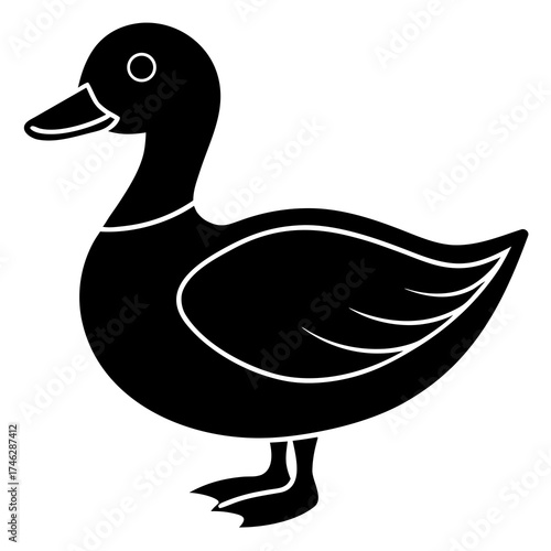 Duck Icon Vector – Generative AI Linocut Silhouette Design