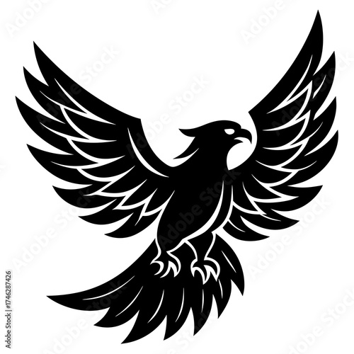 Eagle Icon Vector – Generative AI & Linocut Silhouette Design